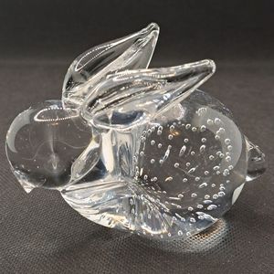 Clear Hand Blown Crystal Glass Bullicante Bunny Rabbit Figurine/Paperweight